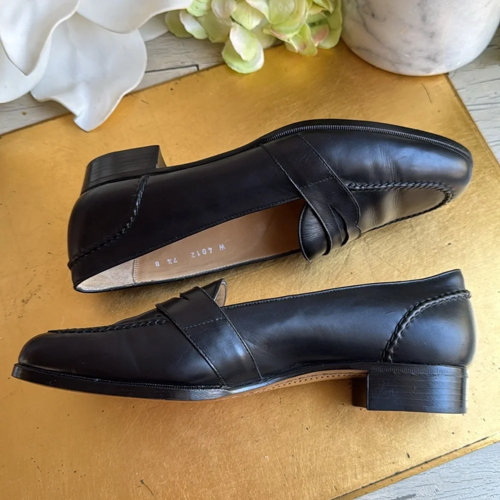 Ralph Lauren Made in Italy Heeled Penny Loafer in Black Leather - Picture 7 of 16